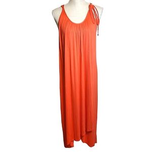 MARC BOUWER | Women's red-orange sleeveless drape maxi dress. Size medium